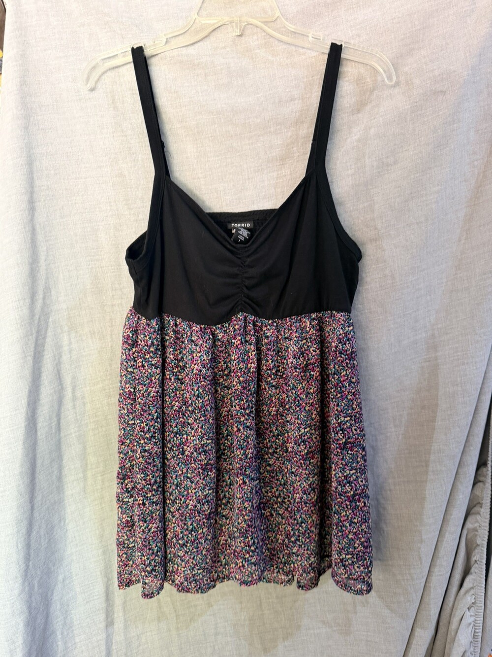 Torrid Multicolor Spaghetti Strap Smocked Back Babydoll Tank Women's Plus 1X